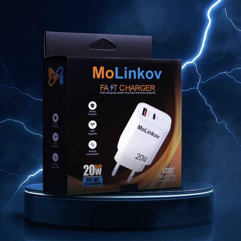 MoLinkov Charger 20W GAN (PD+QC)